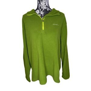 Eddie Bauer Fleece Pullover Green Quarter Zip Polartec Mens XL Outdoors Casual